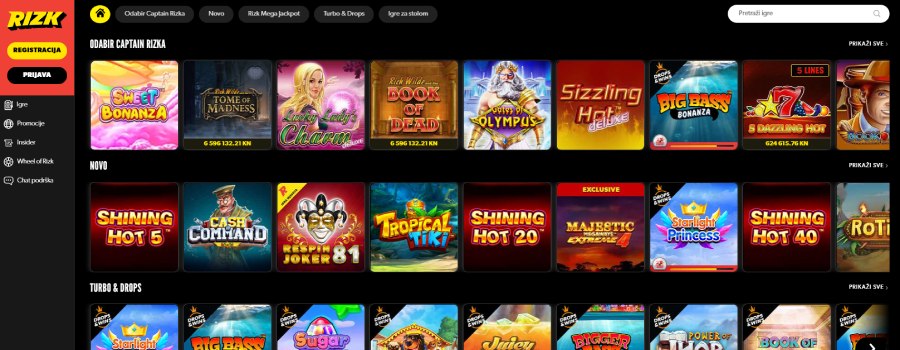 Rizk casino izbor igara